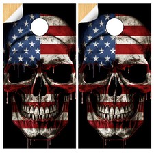 C346 Skull Flag Cornhole Board Wraps LAMINATED Wrap Decals Vinyl Sticker Skins