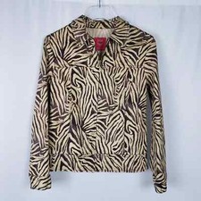 Mcm Gold And Brown Zebra Print Jean Jacket Studded Back