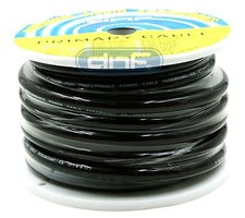0-2 Gauge 100 Copper OFC Black Power Wire Cable 50 Feet