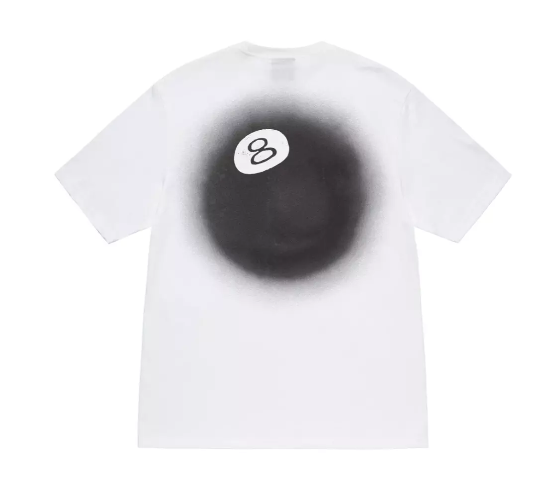 stussy 8 ball tee white