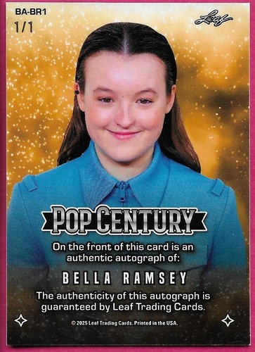 2025 Leaf Metal Pop Century BELLA RAMSEY #BA-BR1 White Prismatic Autograph 1/1 - Picture 2 of 2