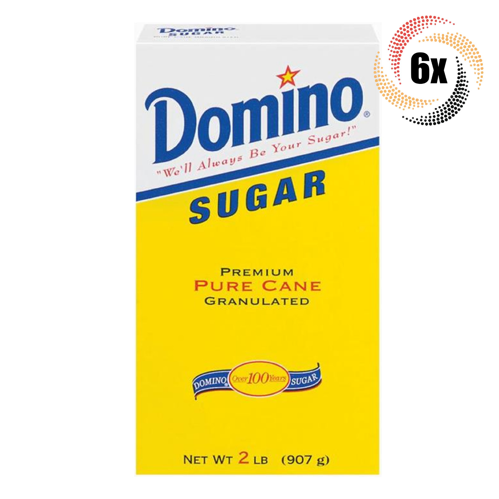 6 коробок сахарного песка Domino Premium из чистого тростникового сахара-песка | 2 фунта | Без ГМО и кошерный