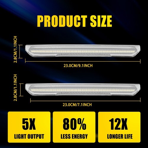 Clear Lens Amber LED Side Marker Fender Lights for 2020+ GMC Sierra HD 2500 3500 - Picture 4 of 12