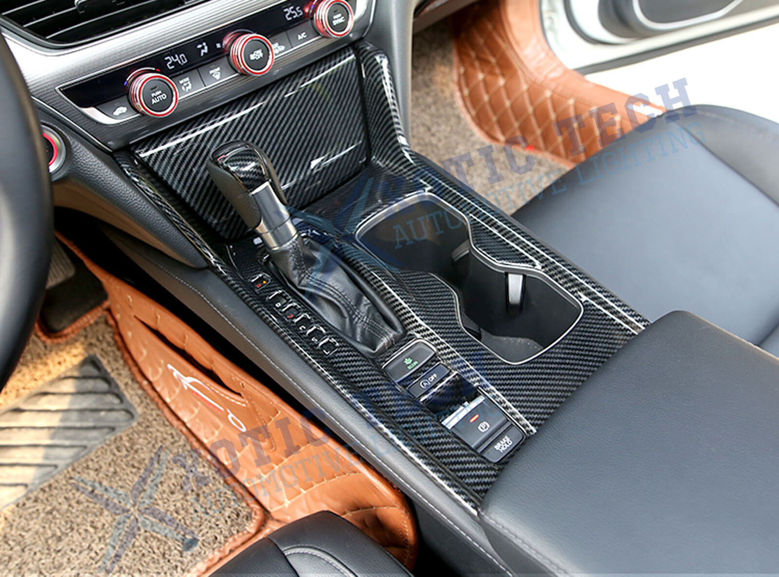 Fits Honda Accord 2018-22 Carbon Fiber Cigarette Lighter Decorative Overlay Trim
