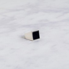 Natural Black Onyx Gemstone 925 Sterling Silver Ring