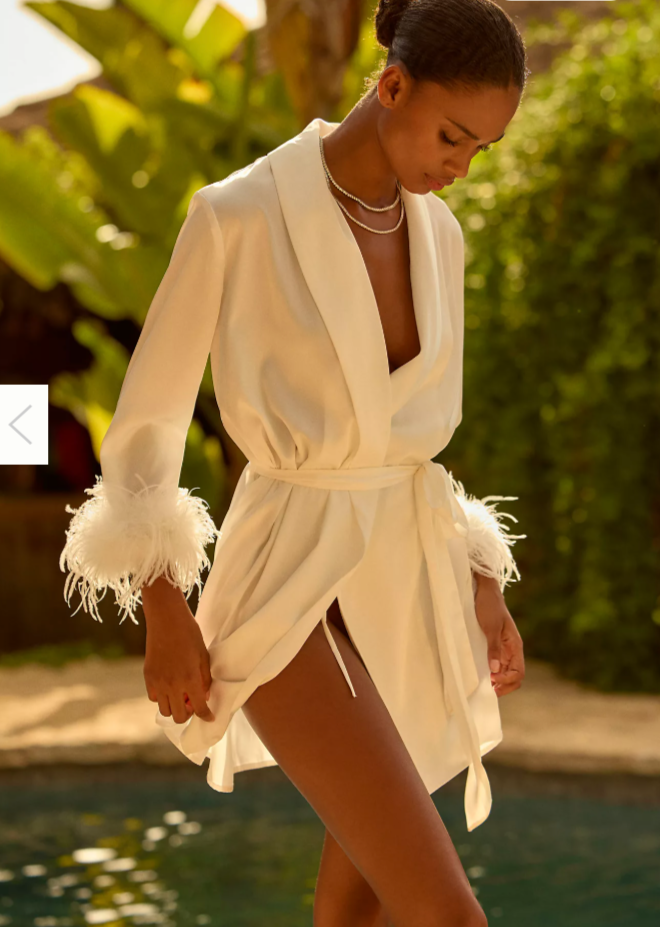 Hutch for Anthropologie Faux Feather Trim Robe sz XL