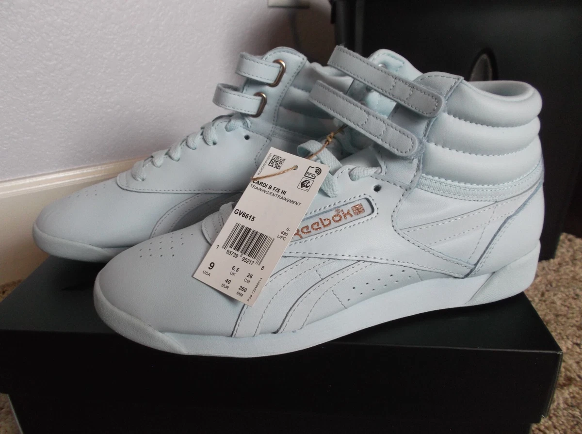 NEW - Cardi B x REEBOK Freestyle Hi Leather (GV6615) Glass Blue Women&#039;s 9 | eBay