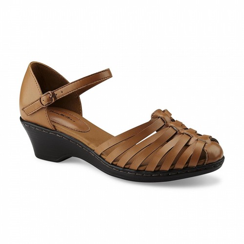 Thom McAn Women's Dawna Brown Wedge Sandal Shoes #40542 | eBay