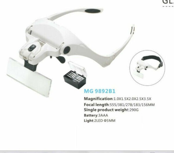LED Jewelers Head Headband Magnifier Illuminated Visor Magnifying