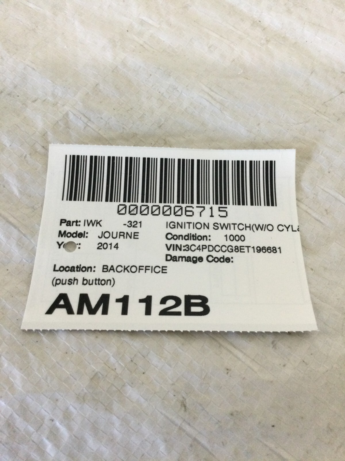 2014 Dodge Journey Ignition Switch OEM 68207000AB eBay