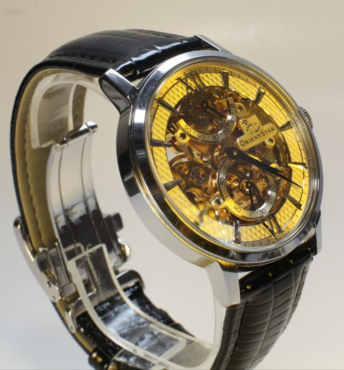 美品ORIENT STAR スケルトン 手巻きWZ0041DX ベルト3種類付き