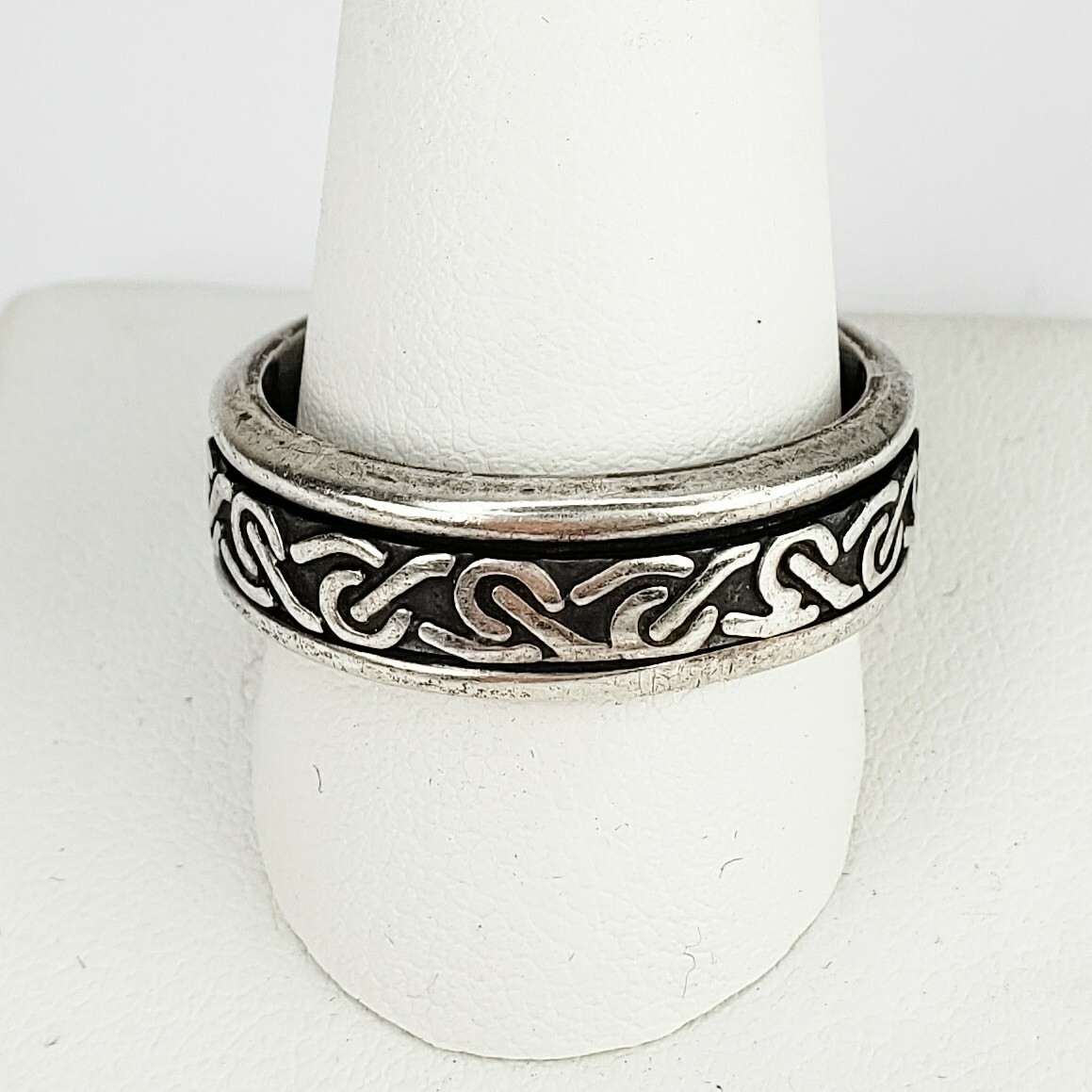 Sterling Silver 925 Celtic Pattern Design Spinner… - image 2