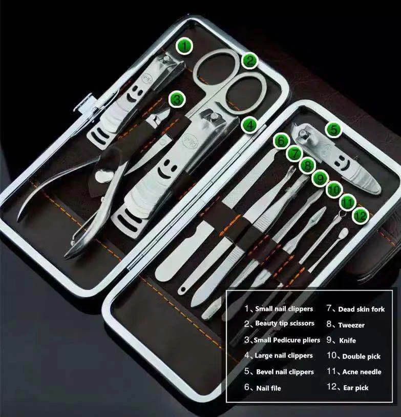 12PCS Pedicure / Manicure Set Nail Clippers Cleaner Cuticle Grooming Kit Case - Image 4 of 4
