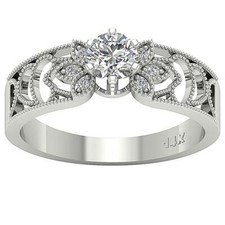 Designer Solitaire Wedding Ring VS1 E 0.50Ct Round Diamond 14K Solid Gold 5.40mm