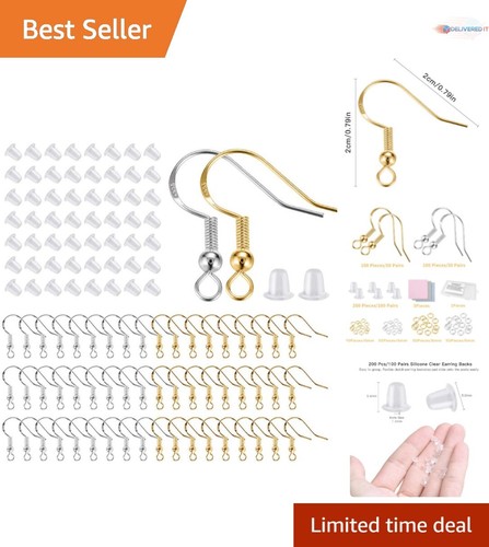 Versatile 925 Sterling Silver and Gold Earring Hooks - 200 PCS Set for Crafters