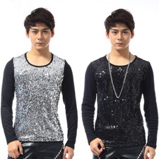 Maglietta Manica Lunga Con Paillettes Per Uomo Costume Da Showman