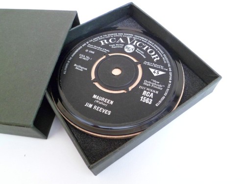 JIM REEVES DRINKS COASTERS Desk CLOCKS Upcycled VINYL RECORD Hit Singles Size 4" - Picture 83 of 257