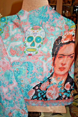 ANTICA SARTORIA FRIDA & DAY OF THE DEAD  SCARF OR SARONG 40x70 IN  NWT