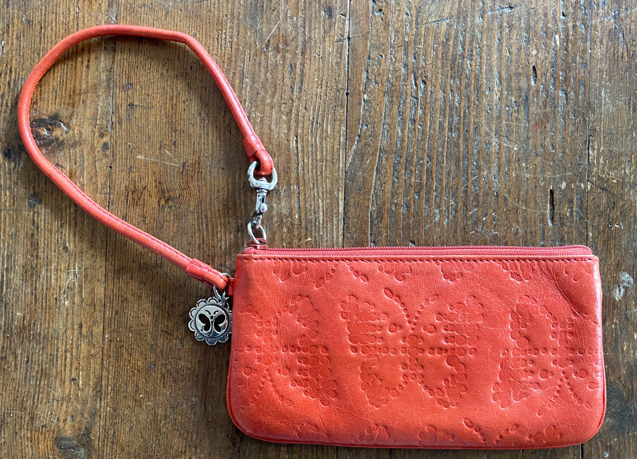 Brighton Bolso Mano Cartera Mariposa Rojo/Naranja usado en excelente estado Petaca Cuero | eBay