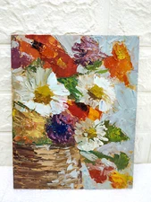 Original oil painting Abstract Floral Wildflower Bouquet Still life art 8x10 in