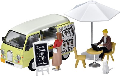 Tomica Diorama Subaru Samber Food Van Crepe Shop Figures Set Diecast Car Model