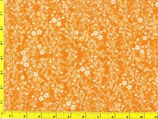 Small White Flowers w/ Leafy Vines on Orange By The Yard CFLORA00850
