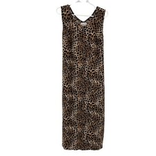 Sante leopard print maxi sleeveless dress tie back lightweight XL casual resort