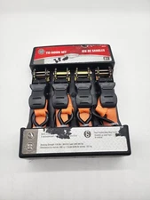 Ratchet Tie Down 4pc Set..Roadpro-Anti-Scratch Hooks