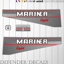 Mariner 8 hp outboard engine decal sticker set kit reproduction Two Stoke 1990's