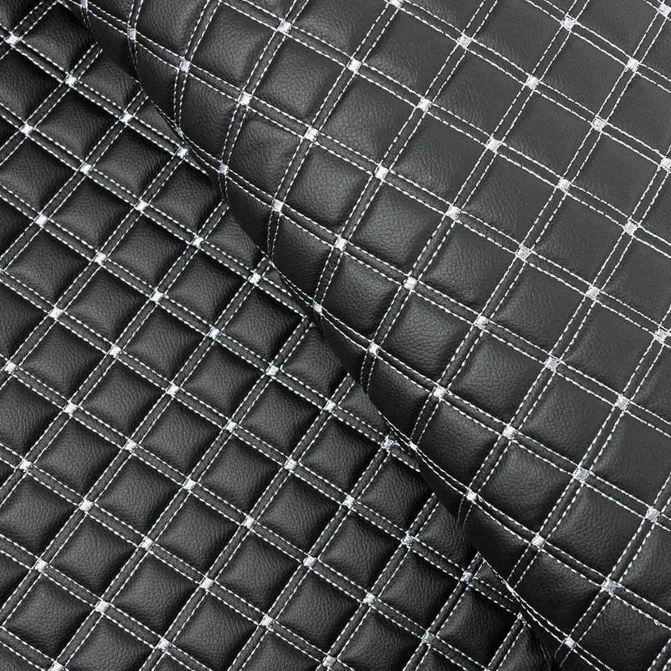 FABRICUK Car Seat Upholstery Quilted Leatherette Foam SOLD BY THE METRE (DOUBLE BOX)