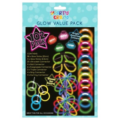 Glow Value Pack 102 Stück - Glowstick Rave Party Festival Neon Lightup hell
