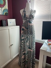 Women’s ASOS Pink/Green Halter Neck w/Waist Cut-outs Maxi Dress Size 4