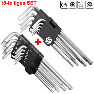 Winkelschlüssel Torx HEX 18-tlg Set Sechskant Schraubendreher Kugelkopf Vielzahn
