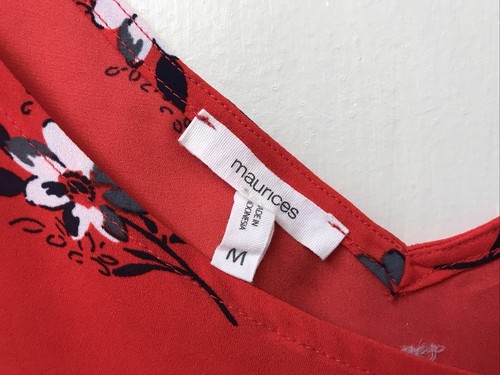 Maurices Strappy Blouse Red Floral Dress Shirt Spaghetti Tank Top Size M - Picture 2 of 3