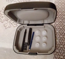 Hearing Aid Case and Accessories - Tips, Guard, Brush/Volume Adj., Screwdriver
