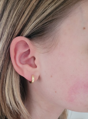 Creole Plegable Oro 333 Aros Pendiente 8 Quilates Anguloso 12MM Oro Amarillo - Imagen 3 de 4