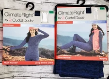 Climate Right Cuddl Duds Shirt Legging Set Plus Size XL 18-20 Stretch Base Layer