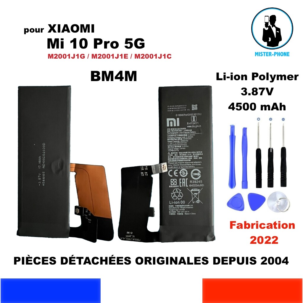 Batterie BM4M pour Xiaomi Mi 10 Pro 5G de remplacement M2001J1G 4500mAh
