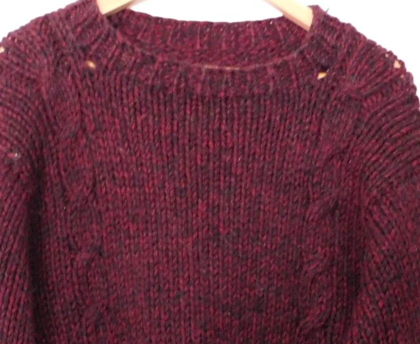 Hand Made Womens Sweater Mockneck Chunky knit Cable Size XL Wool Blend - Image 2 of 4