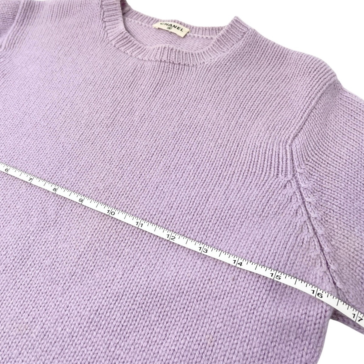 CHANEL Vintage CC Mark Logo Knit Sweater Top Short Sleeve Cashmere