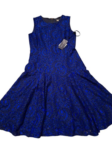 Tommy Hilfiger Women's Size 4 Lace Blue Floral A Line Dress
