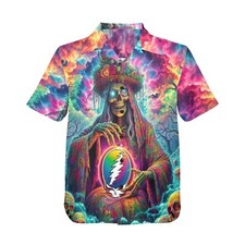 Hawaiian Button Shirt. 70's Rock Music. Grateful Dead Witch