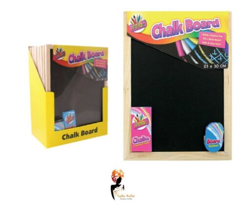A4 Kids Children Chalkboard Wooden Frame Chalks Eraser Learn To Write TAL5249 UK - Picture 1 of 5