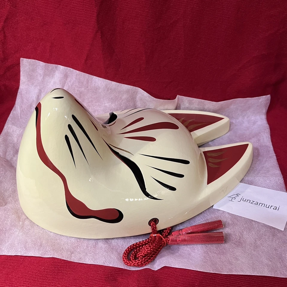 Komendo Full Face Fox Mask SUZUNE Kitsune Handmade Painted Japan Party Cosplay - Image 2 of 4