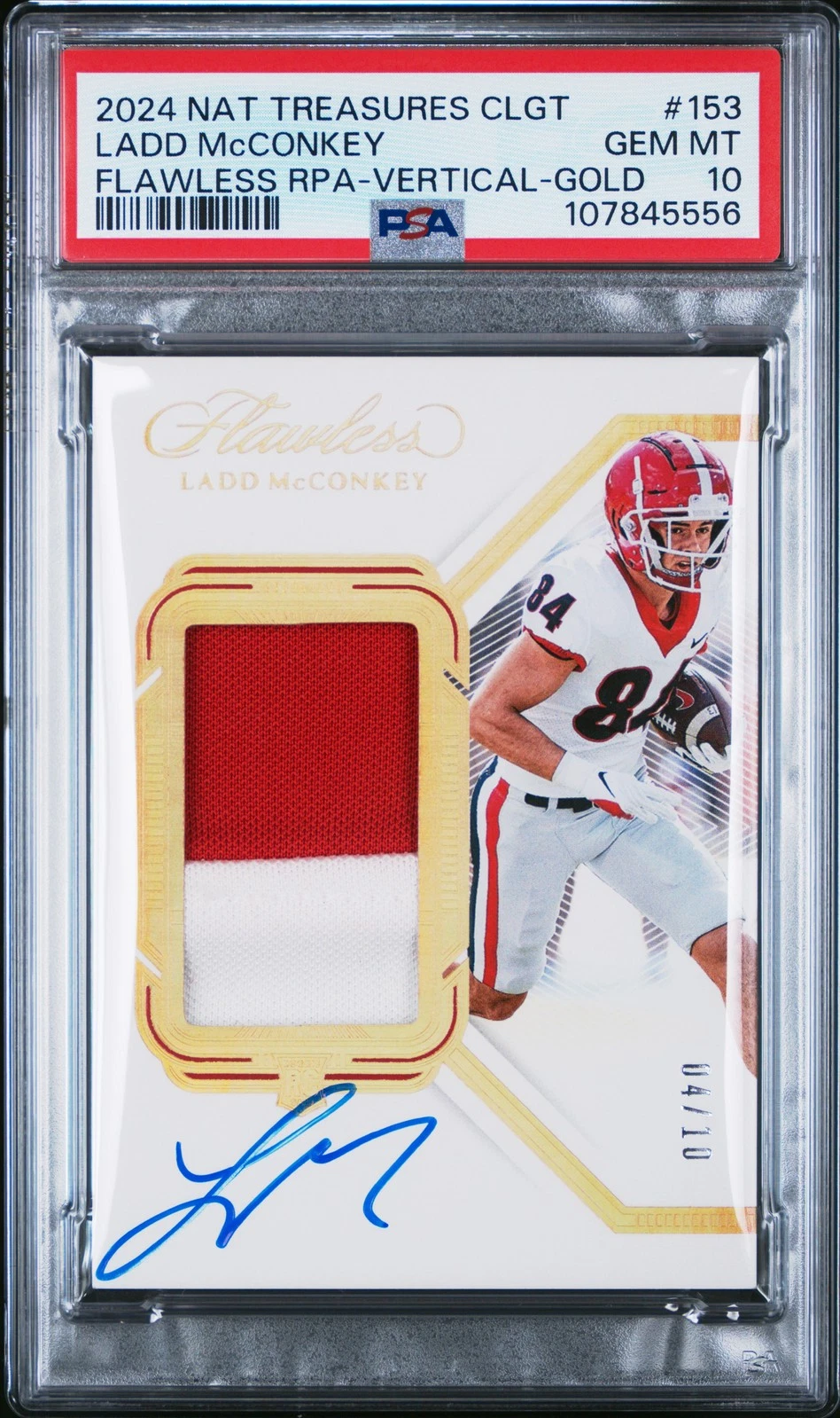 Ladd McConkey Panini National Treasures Collegiate Flawless Rookie Patch Autographs #153 Vertical-Gold