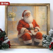 Vintage Santa Claus Wooden Sign Retro Impressionist Christmas Farmhouse Decor