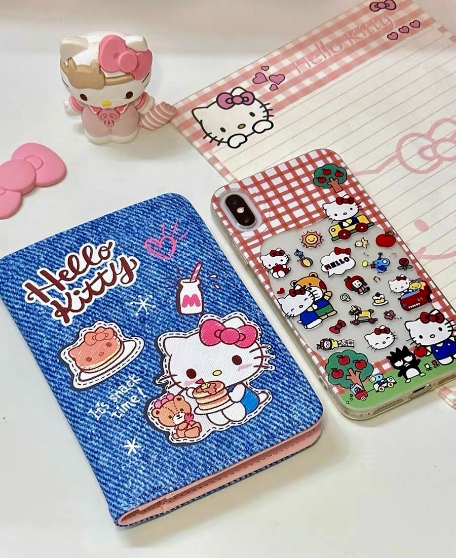 Hello Kitty ZGO TideColor Wallet Passport Holder Denim Leather