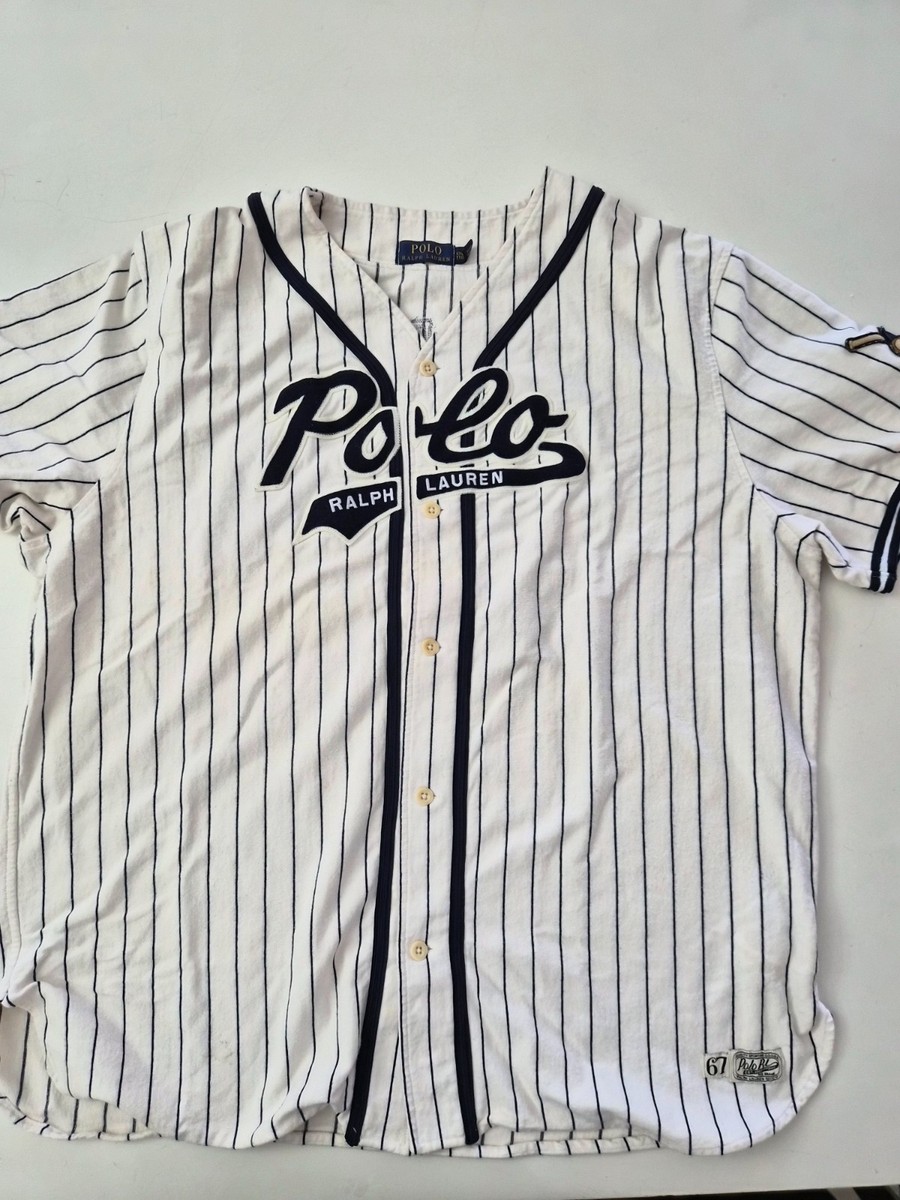 Polo Ralph Lauren Men's Baseball Jersey XXL Pinstripe Polo Bear 67