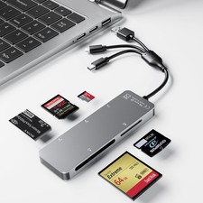 Memory Stick pro Duo Adapter 5-in-1 Multi Card Reader Supports Silver 