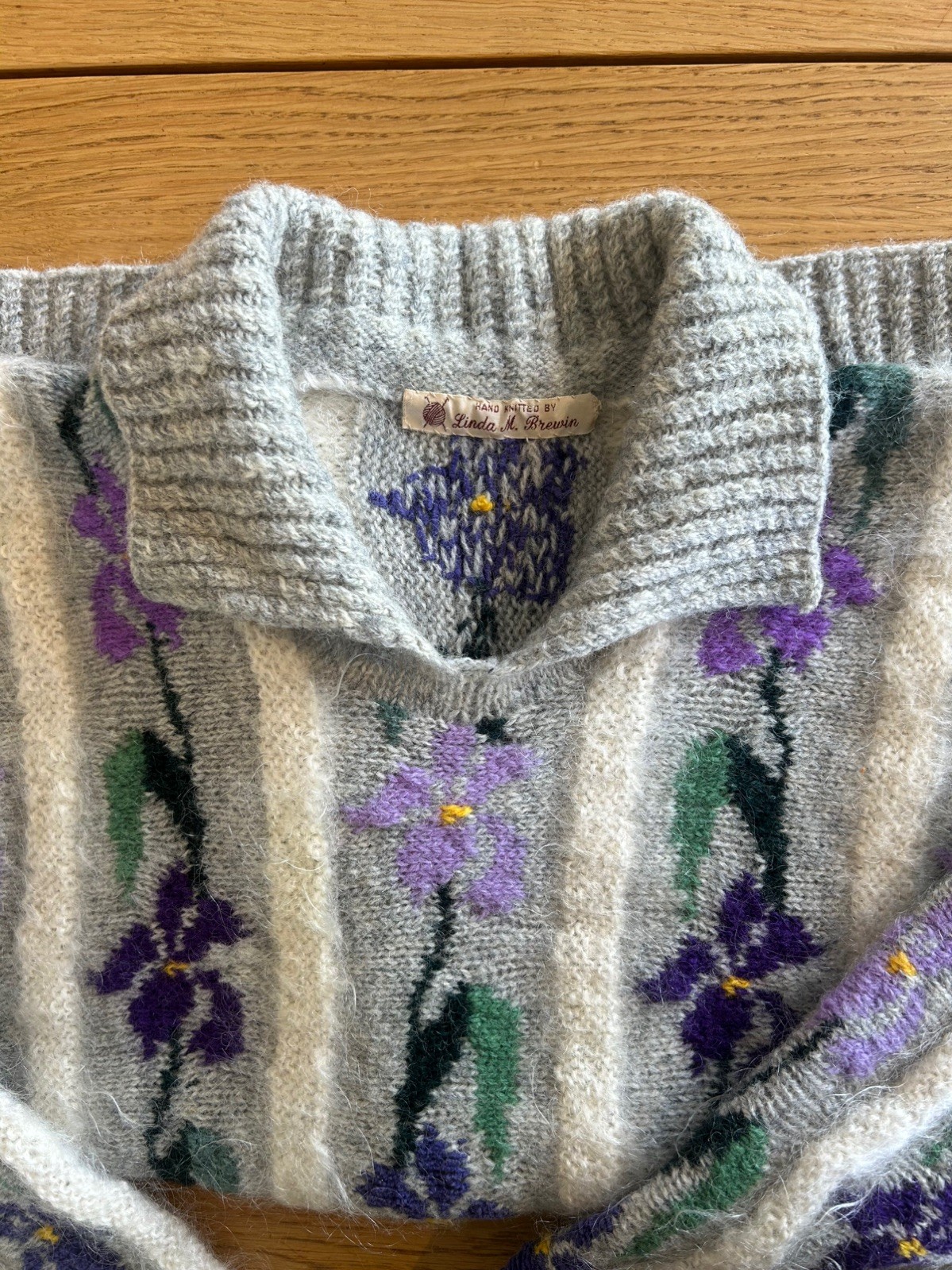 Rare SASHA KAGAN Hand Knitted Jumper Collared Mohair Wool Kaffe Fassett Style image 10
